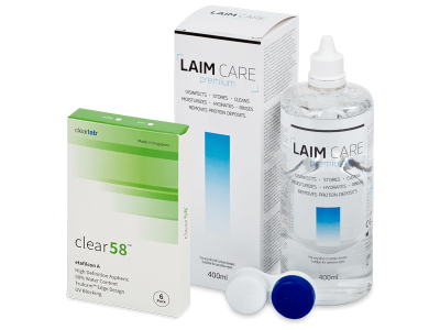 Clear 58 (6 linser) + Laim-Care linsvätska 400 ml