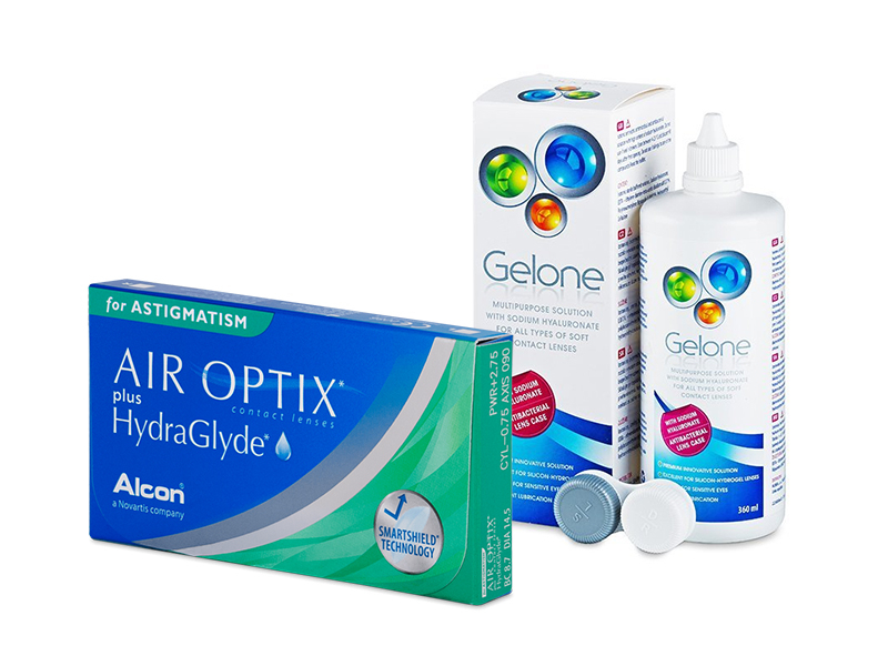 Air Optix plus HydraGlyde for Astigmatism (3 linser) + Gelone linsvätska 360 ml