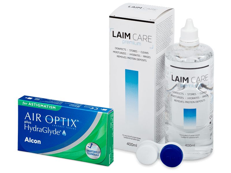 Air Optix plus HydraGlyde for Astigmatism (3 linser) + Laim-Care linsvätska 400 ml