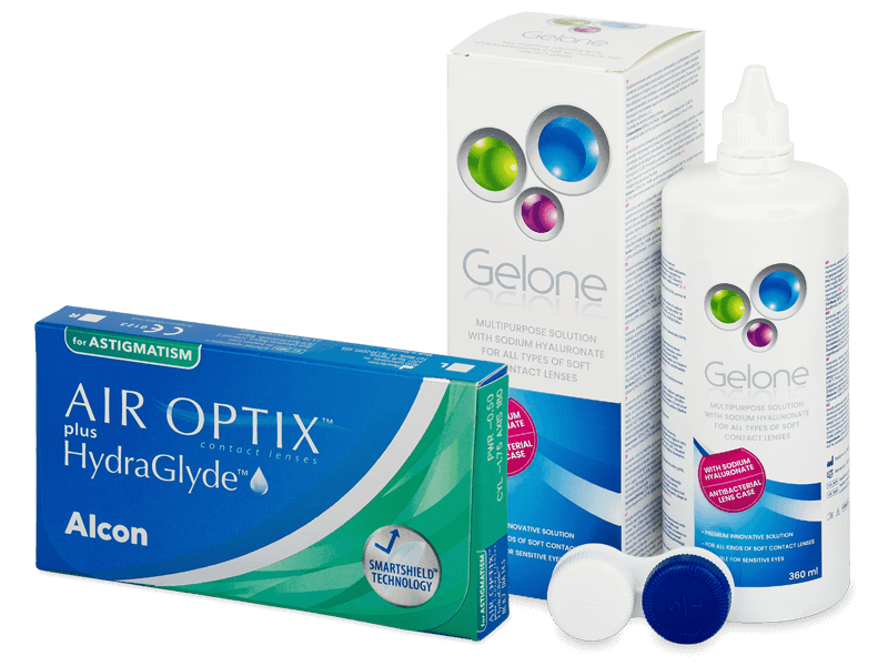 Air Optix plus HydraGlyde for Astigmatism (6 linser) + Gelone linsvätska 360 ml