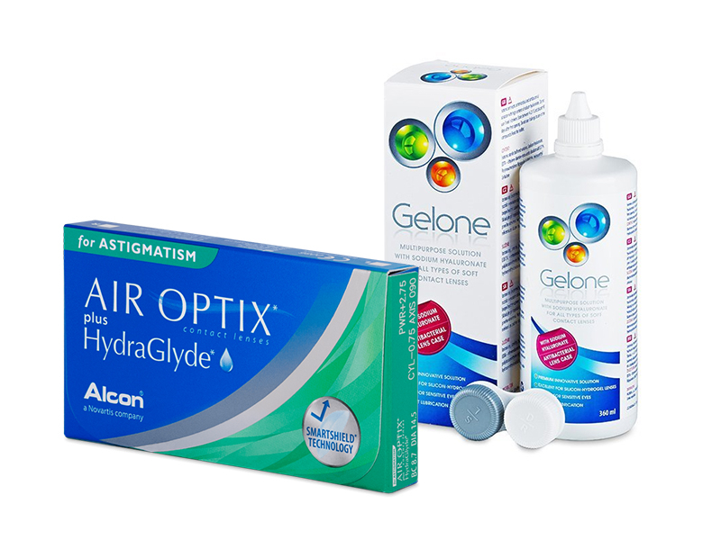 Air Optix plus HydraGlyde for Astigmatism (6 linser) + Gelone linsvätska 360 ml