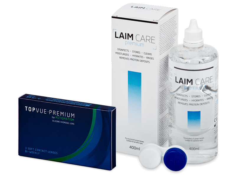TopVue Premium for Astigmatism (3 linser) + Laim-Care Linsvätska 400 ml