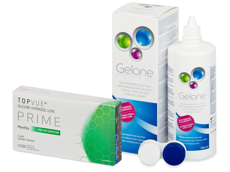 TopVue Prime for Astigmatism (3 linser) + Gelone linsvätska 360 ml