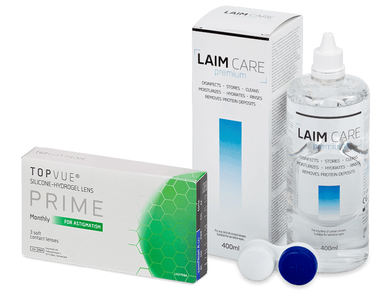 TopVue Prime for Astigmatism (3 linser) + Laim Care linsvätska 400 ml