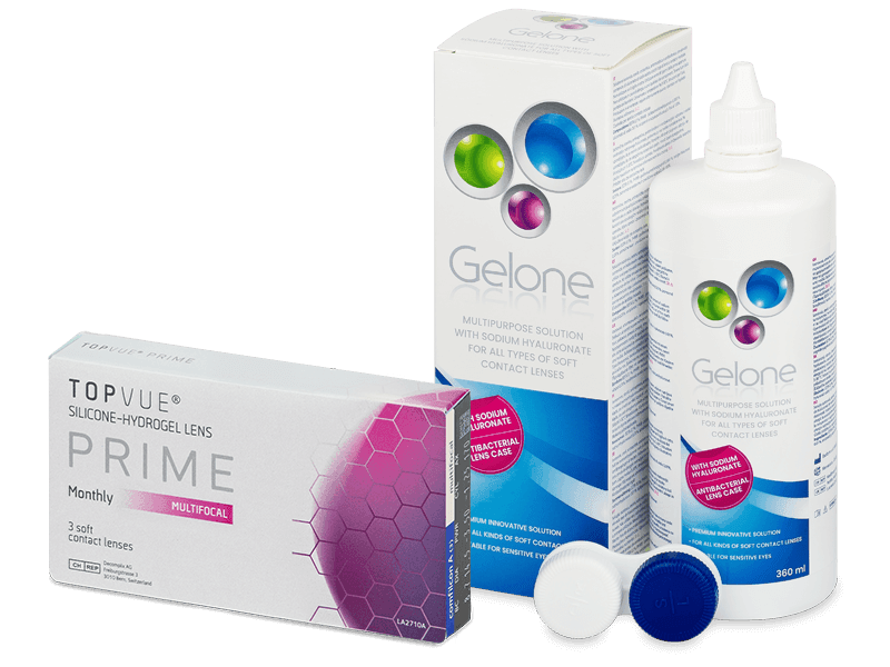 TopVue Prime Multifocal (3 linser) + Gelone linsvätska 360 ml